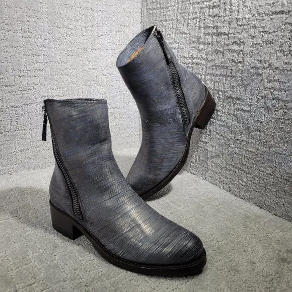 Frye Demi Zip Women's Size 7.5B Metallic Pewter Cut Bootie Boots
