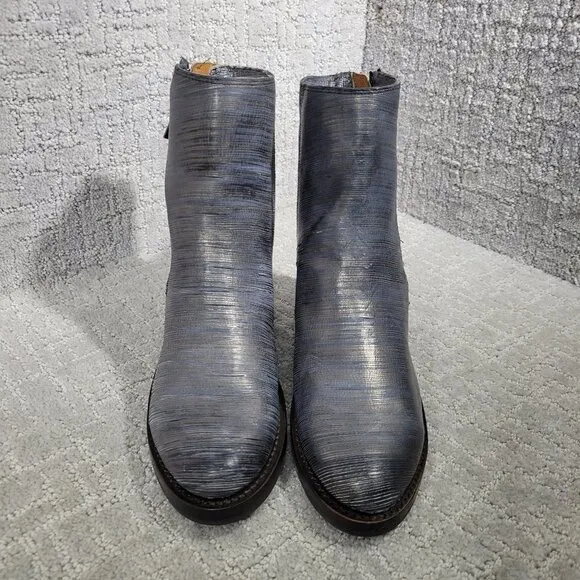 Frye Demi Zip Women's Size 7.5B Metallic Pewter Cut Bootie Boots