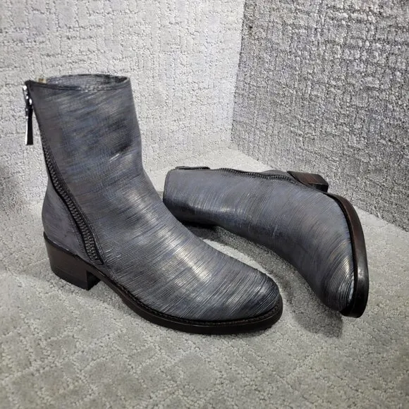 Frye Demi Zip Women's Size 7.5B Metallic Pewter Cut Bootie Boots
