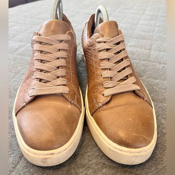 FRYE IVY LOW LACE Gray (Brownish) Sz 8 Leather Sneakers Orig $150