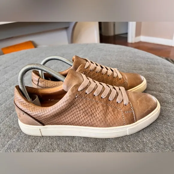 FRYE IVY LOW LACE Gray (Brownish) Sz 8 Leather Sneakers Orig $150