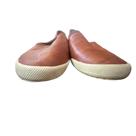 FRYE Melanie Womens Slip-On Leather Sneaker Cognac/Brown Flats Shoe Size 8M