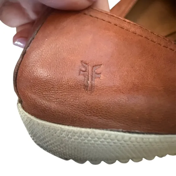 FRYE Melanie Womens Slip-On Leather Sneaker Cognac/Brown Flats Shoe Size 8M