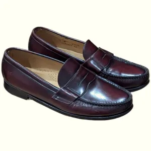 FRYE Men's 10 1/2 M Burgundy Leather Penny Loafers Dress Shoes