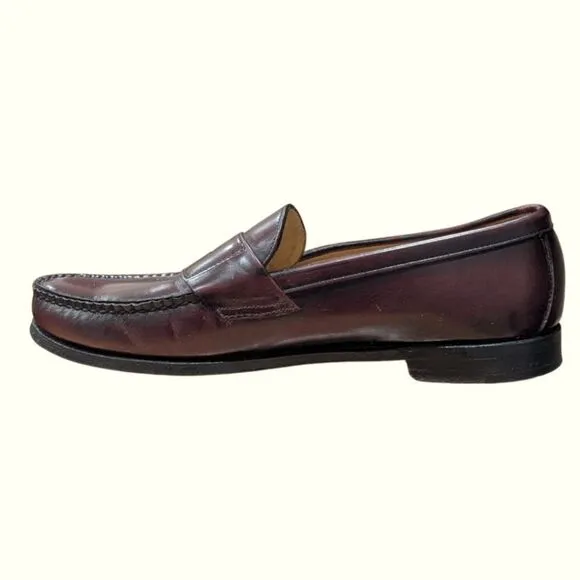 FRYE Men's 10 1/2 M Burgundy Leather Penny Loafers Dress Shoes