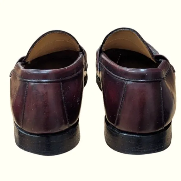 FRYE Men's 10 1/2 M Burgundy Leather Penny Loafers Dress Shoes