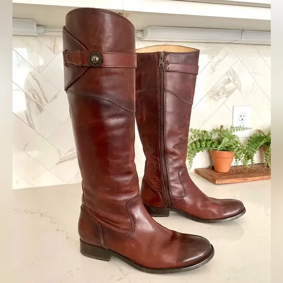 Frye Molly Button Leather Riding Boots Sz 6.5B