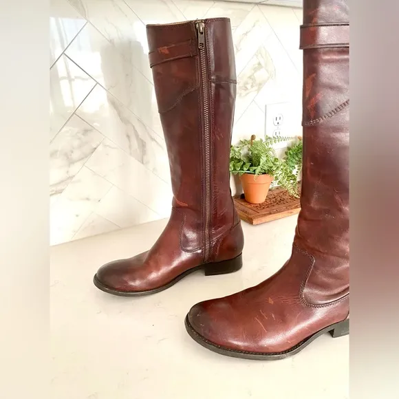 Frye Molly Button Leather Riding Boots Sz 6.5B