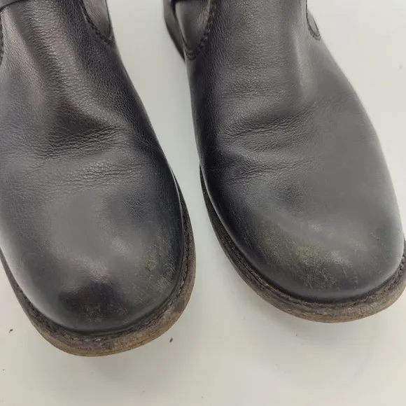 Frye Tyler Engineer Black Leather Moto Buckle Zipper Ankle Booties Womens 8.5