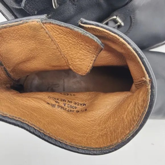 Frye Tyler Engineer Black Leather Moto Buckle Zipper Ankle Booties Womens 8.5