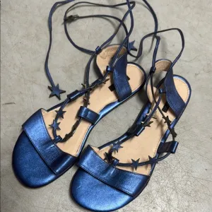 Fun Blue Metallic  Strappy Sandals - AZULU Colombia Brand - BRAND NEW - Size 39