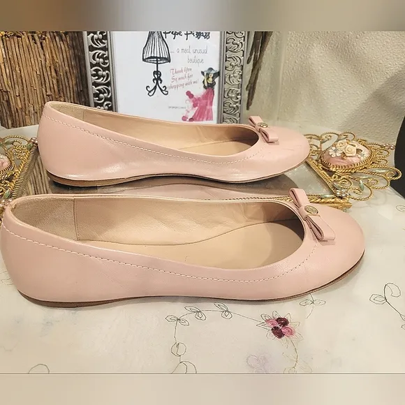 Furla Italy Made Womens 38.5 8.5 Pink Leather Ballet Flats Shoes