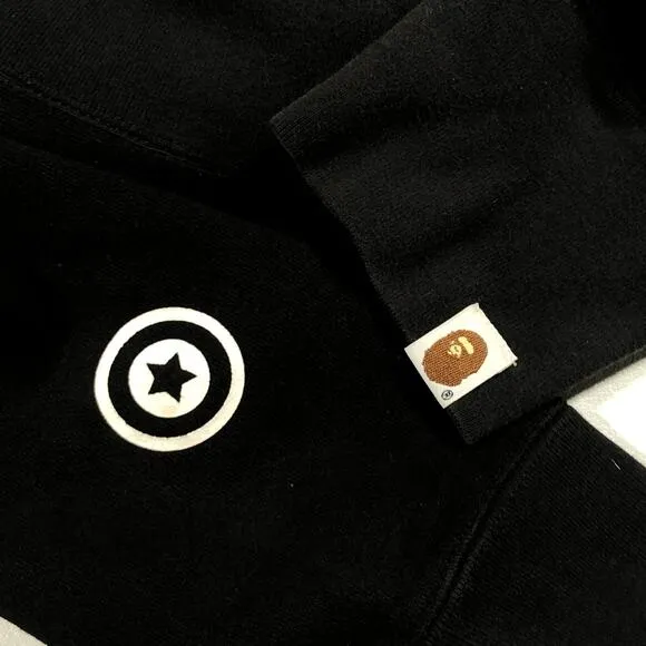 FW19 BAPE Shark Emblem Pullover Hoodie Black Sweater Size XXL 2XL B33