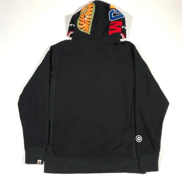FW19 BAPE Shark Emblem Pullover Hoodie Black Sweater Size XXL 2XL B33