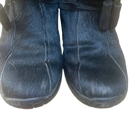 GARTEX Black Fur/Hair Black Lace-Up Boots  - Size 40