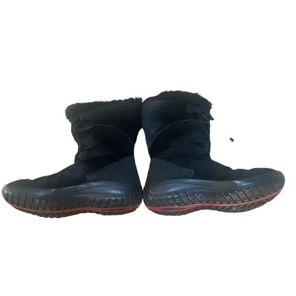 GARTEX Black Fur/Hair Black Lace-Up Boots  - Size 40
