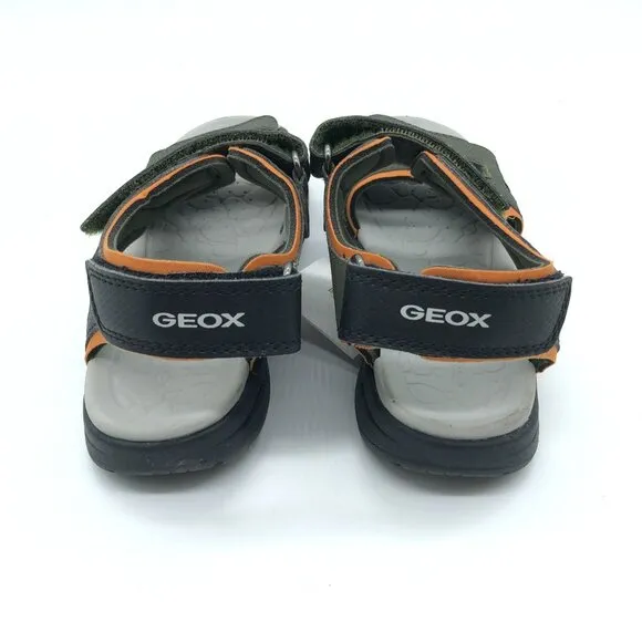 Geox Boys Vaniett Sport Sandals Hook &amp; Loop Green Orange 13