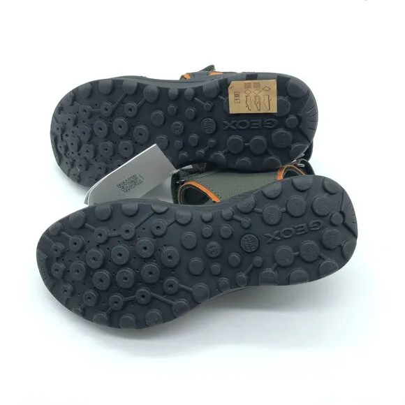 Geox Boys Vaniett Sport Sandals Hook &amp; Loop Green Orange 13