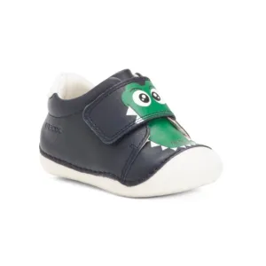 GEOX Navy Unisex Leather Tutim First Sneakers (Baby Toddler)