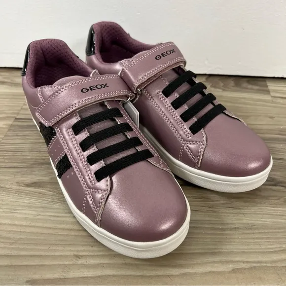 Geox Respira Girls Purple/ Black Sequins Sneakers Velcro US 3.5/ EUR 35 NWOB