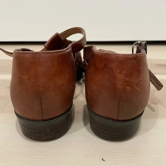 G.H. Bass &amp; Co Women’s 7.5 Raquel Woven Genuine Leather Boho Sandals Brown