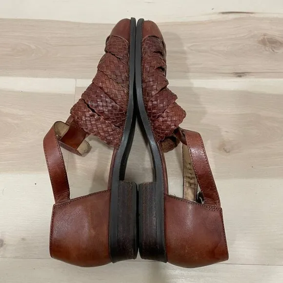 G.H. Bass &amp; Co Women’s 7.5 Raquel Woven Genuine Leather Boho Sandals Brown