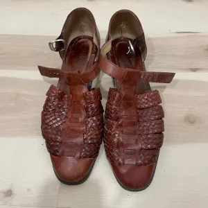 G.H. Bass &amp; Co Women’s 7.5 Raquel Woven Genuine Leather Boho Sandals Brown