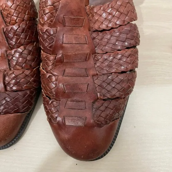 G.H. Bass &amp; Co Women’s 7.5 Raquel Woven Genuine Leather Boho Sandals Brown