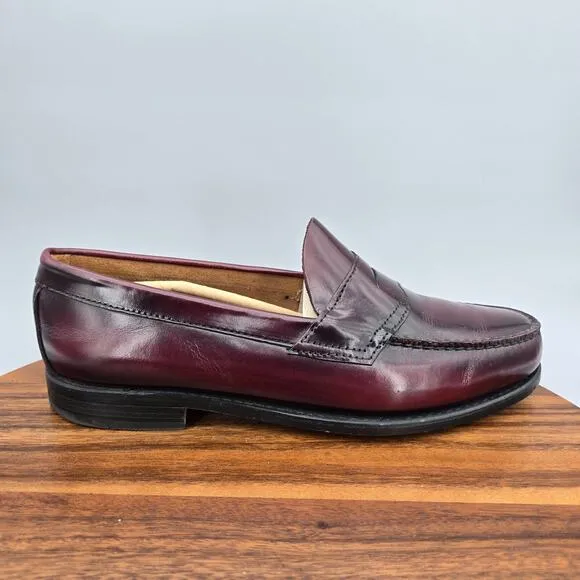 GH Bass Co Weejuns Shoes Men's 10.5 EE Burgundy Oxblood Leather Dress Loafers