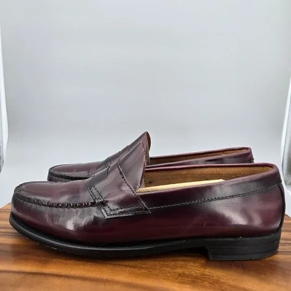 GH Bass Co Weejuns Shoes Men's 10.5 EE Burgundy Oxblood Leather Dress Loafers