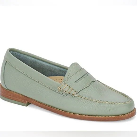 G.H BASS Green Leather Weejuns Whitney Aquarius Loafers Size 6.5