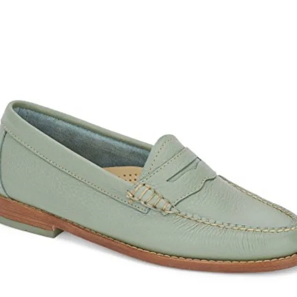 G.H BASS Green Leather Weejuns Whitney Aquarius Loafers Size 6.5