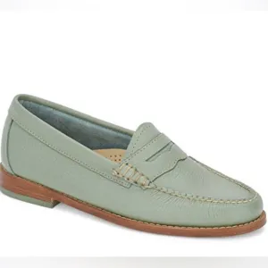 G.H BASS Green Leather Weejuns Whitney Aquarius Loafers Size 6.5