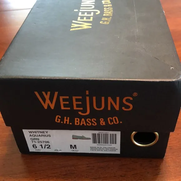 G.H BASS Green Leather Weejuns Whitney Aquarius Loafers Size 6.5