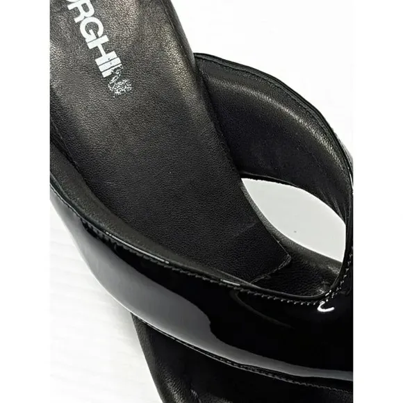 Gia Borgini Black Wedge Sandals