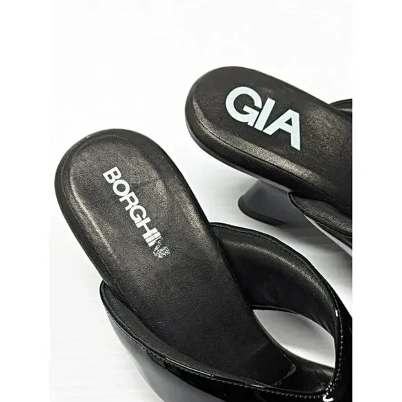 Gia Borgini Black Wedge Sandals