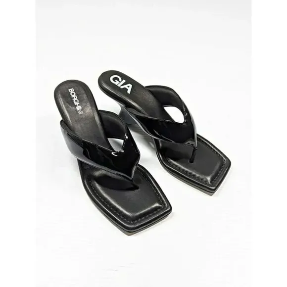 Gia Borgini Black Wedge Sandals