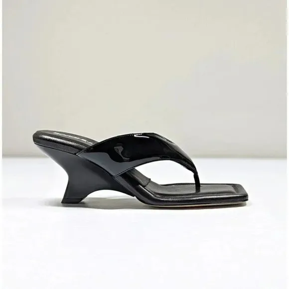 Gia Borgini Black Wedge Sandals