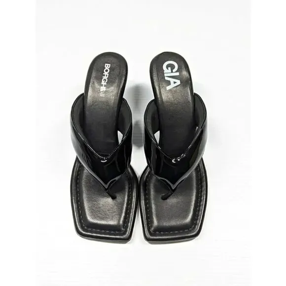 Gia Borgini Black Wedge Sandals