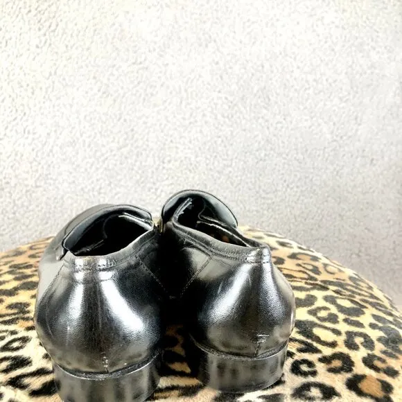 GIANFRANCO LATTANZI High End Black Leather Slip On Loafer Shoes Size 6.5M 8.5W