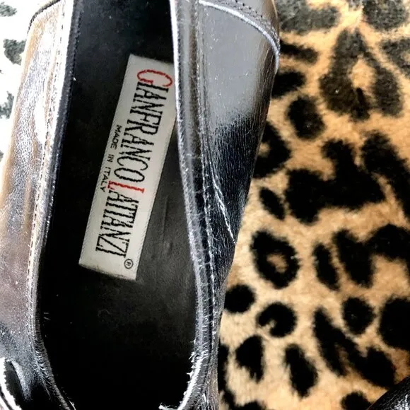 GIANFRANCO LATTANZI High End Black Leather Slip On Loafer Shoes Size 6.5M 8.5W