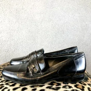 GIANFRANCO LATTANZI High End Black Leather Slip On Loafer Shoes Size 6.5M 8.5W
