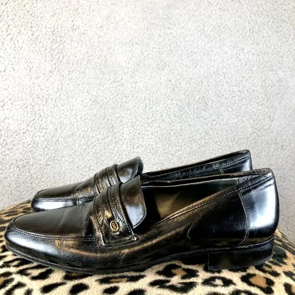 GIANFRANCO LATTANZI High End Black Leather Slip On Loafer Shoes Size 6.5M 8.5W