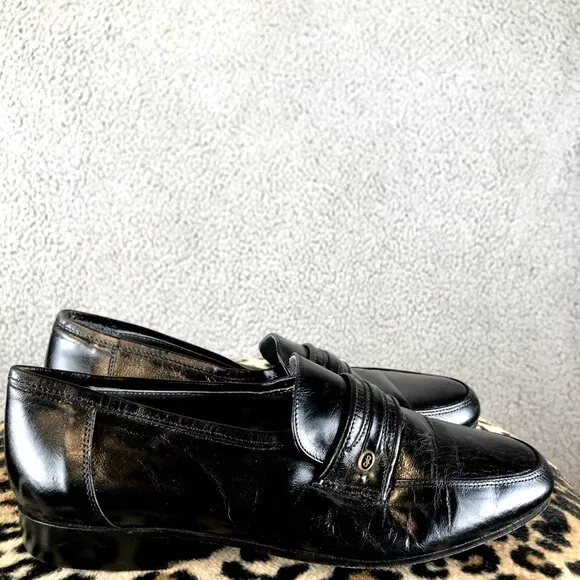 GIANFRANCO LATTANZI High End Black Leather Slip On Loafer Shoes Size 6.5M 8.5W