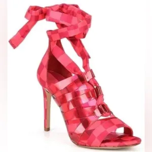 Gianni Bini Checkered Tie Wrap Heels