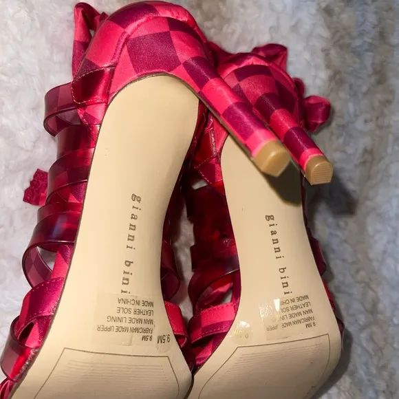 Gianni Bini Checkered Tie Wrap Heels