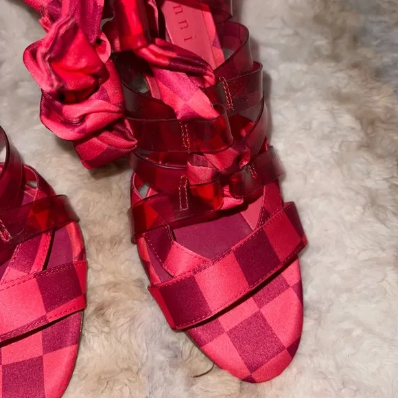 Gianni Bini Checkered Tie Wrap Heels