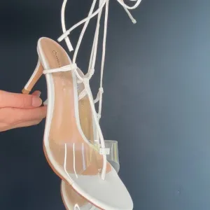 Gianvito Rossi White &amp; Plexi Heeled Sandals