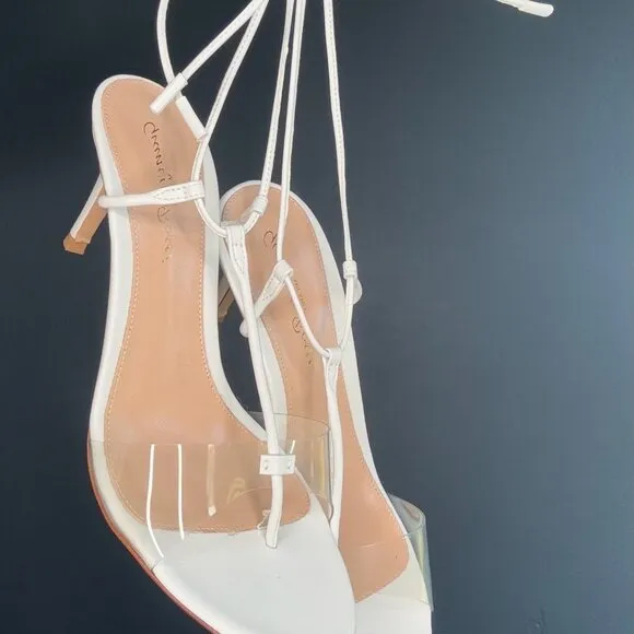 Gianvito Rossi White &amp; Plexi Heeled Sandals