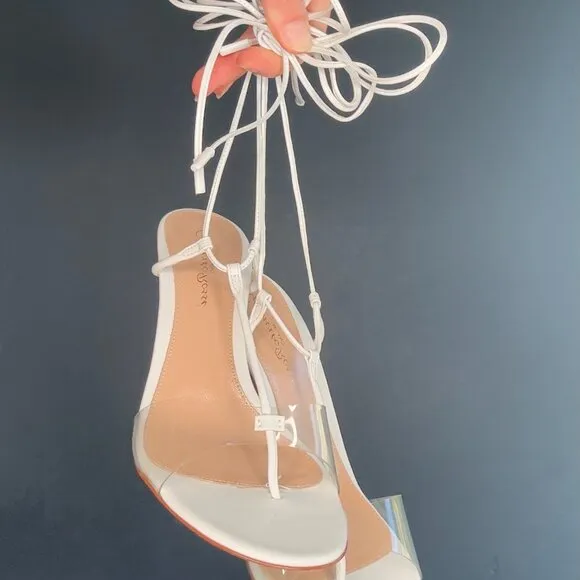 Gianvito Rossi White &amp; Plexi Heeled Sandals
